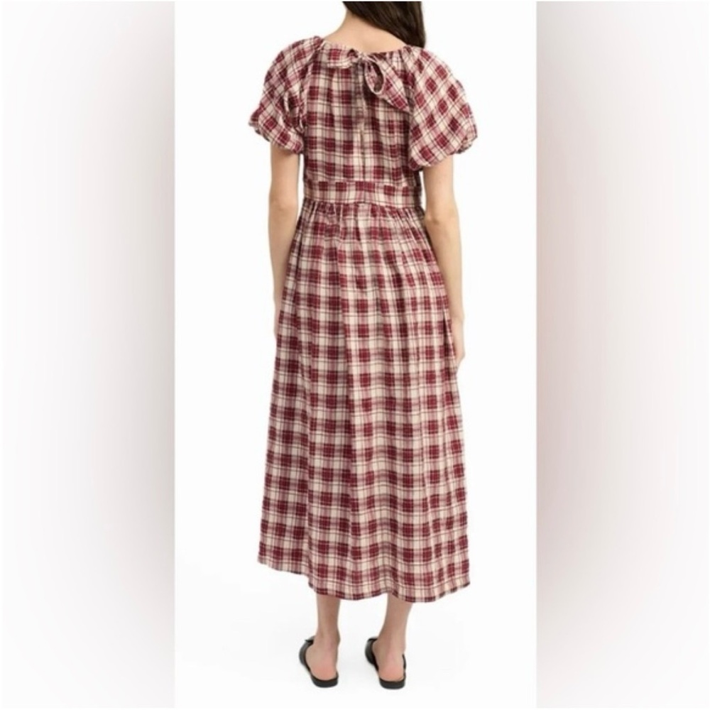 NWT En Saison Burgundy Plaid Midi Dress - Picture 2 of 8